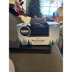 TOTES Toasties Mens XL Navy Memory Foam Slippers NEW in BOX NIB